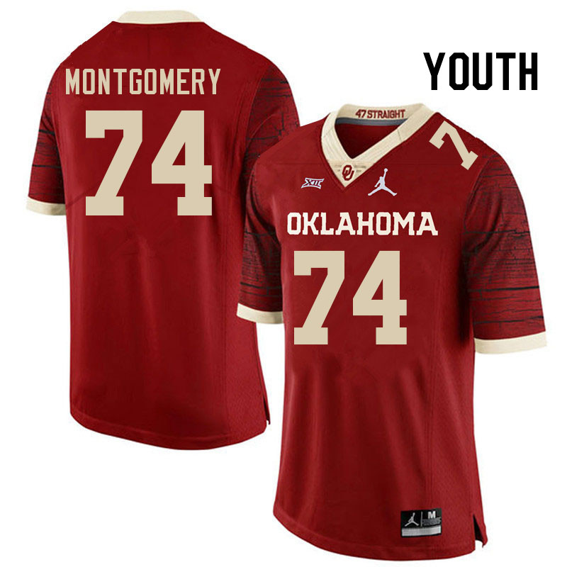 Youth #74 Cullen Montgomery Oklahoma Sooners College Football Jerseys Stitched-Retro